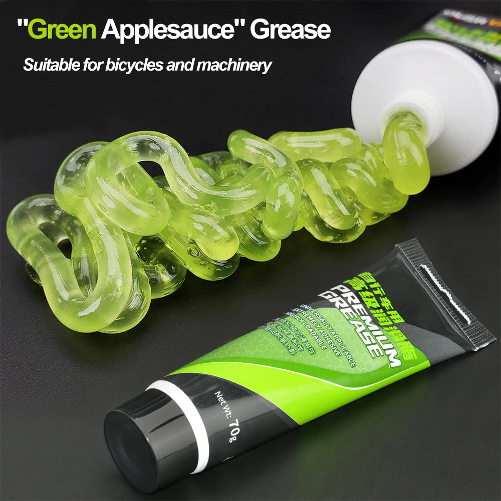 NEW 5PCS + 2 Tools Set Bicycle Grease Green Applesauce Bearing Grease Motor Oil Lubricant Optional Grease Gun, Bicycle Maintenance Accessories Sports Supplies