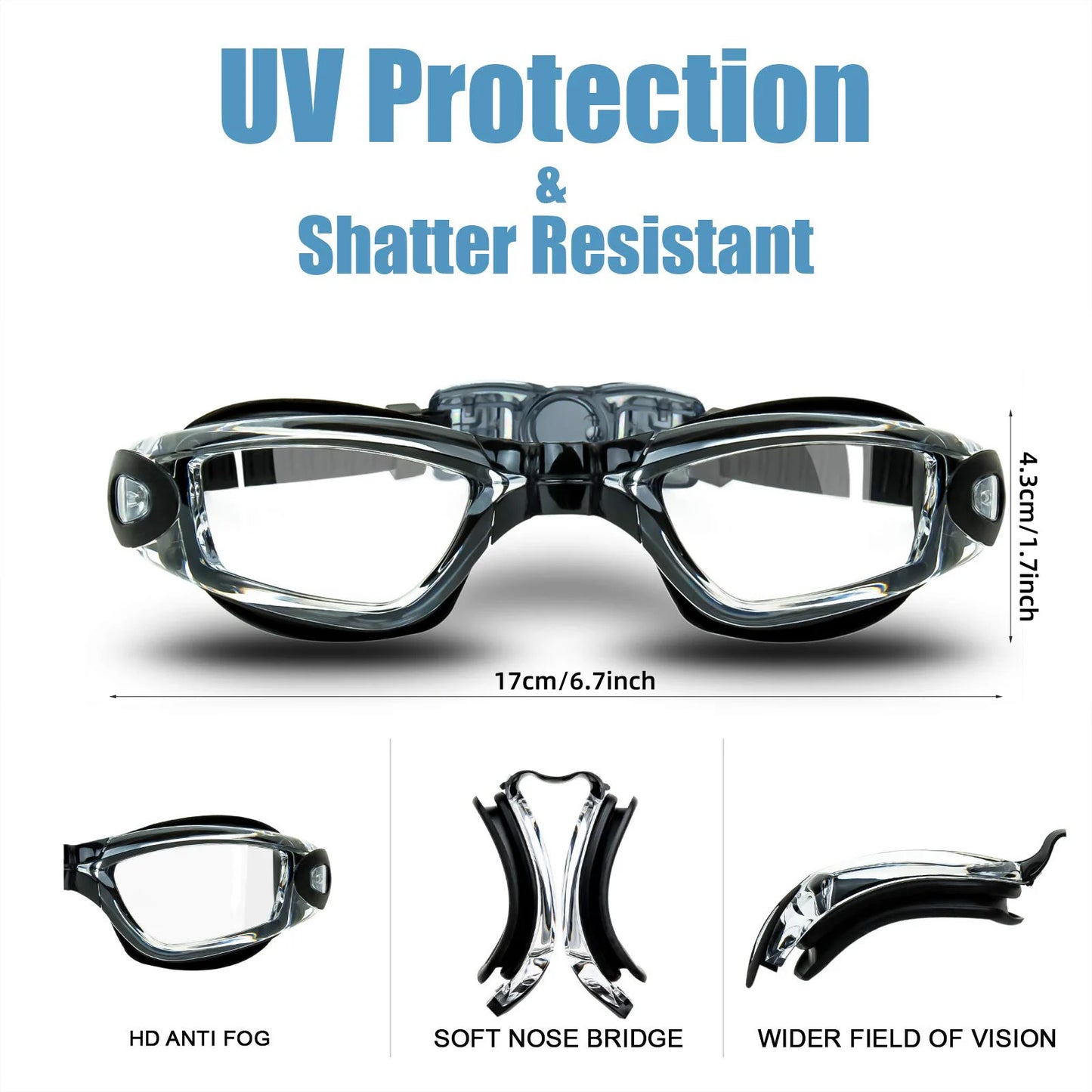 NEW Arrivals 10 Colors Swimming Goggles Professional Waterproof Swim Eyewear Glasses Anti-Fog 100% UV Protection No Leaking For Adult Men Women Youth Sports Supplies