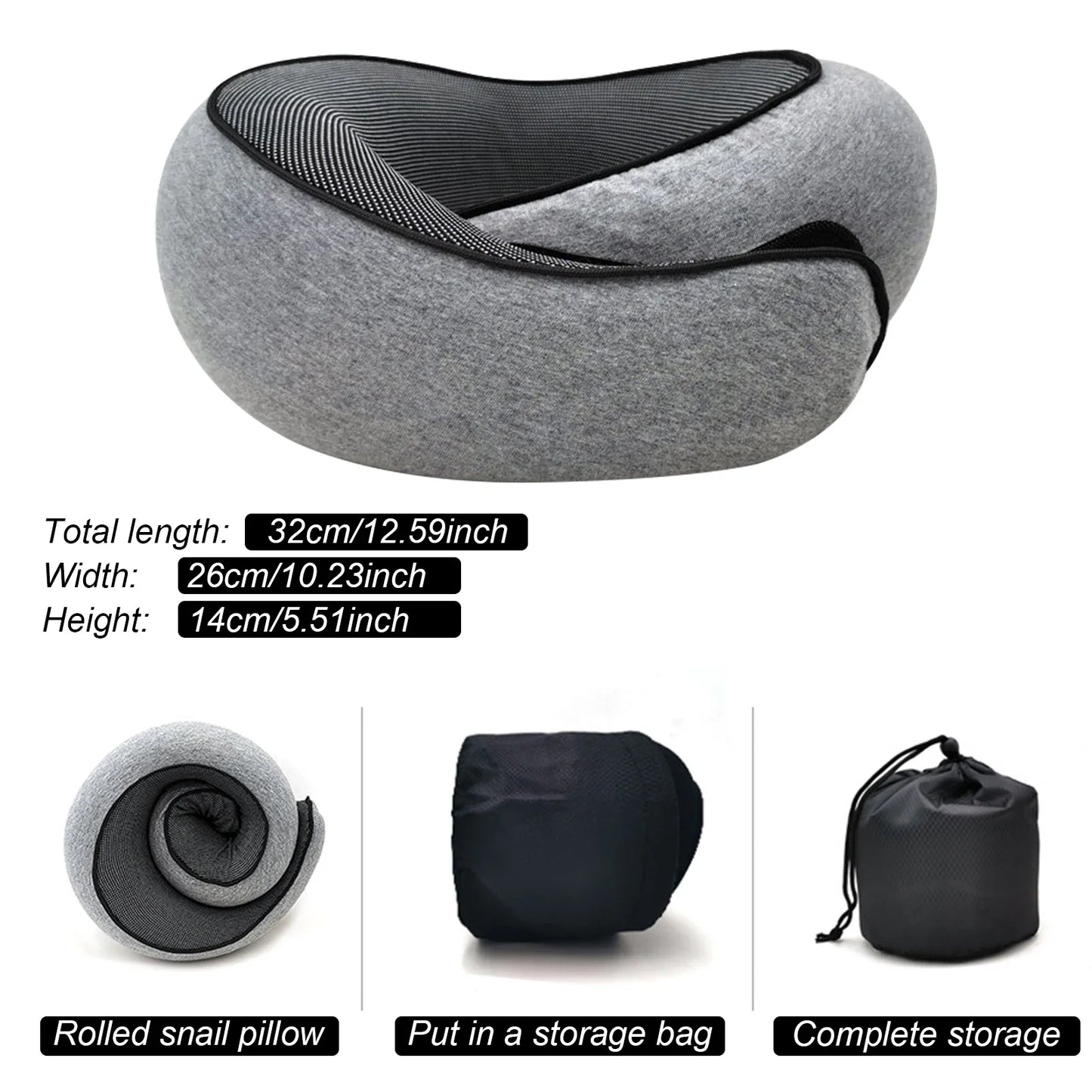 NEW Arrivals 4 Colors U-Shaped Travel Car Airplane Neck Pillow Memory Foam Pillow Snail Style Neck Support Portable Adjustable Soft Noon Break Sleep Pillows Health Care Supplies