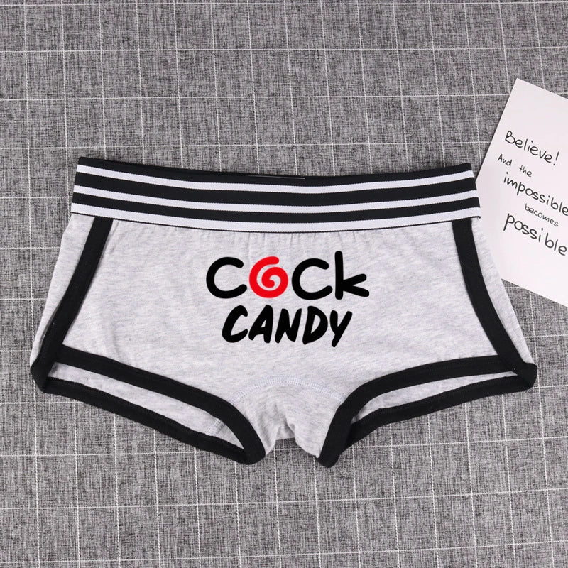 NEW Arrivals 7 Colors *COCK CANDY* Cotton Boy Shorts WIFE Gift Underwear for Women New Women Boxer Shorts Girl Panties Breathable Women's Intimates