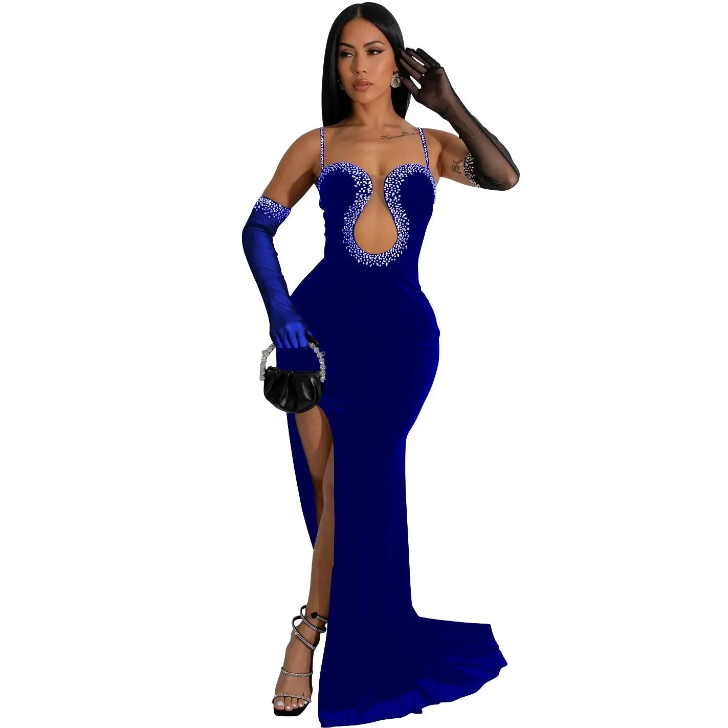 New Arrivals Velvet Rhinestones African Dresses For Women Femme Dashiki Africa Maxi Dress African Clothes Dashiki Ankara Dresses Ladies Luxury Fashion Clothing Supplies