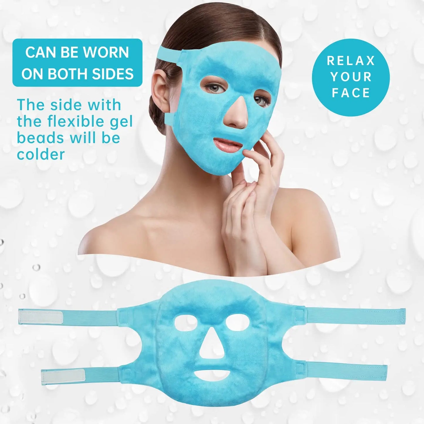 NEW Arrivals 2PCS Set 3 Colors Cooling Ice Face and Eye Mask for Reducing Puffiness, Bags Under Eyes, Sinus, Redness, Pain Relief, Dark Circles, Migraine, Hot/Cold Pack Ladies Beauty Salon Spa Supplies