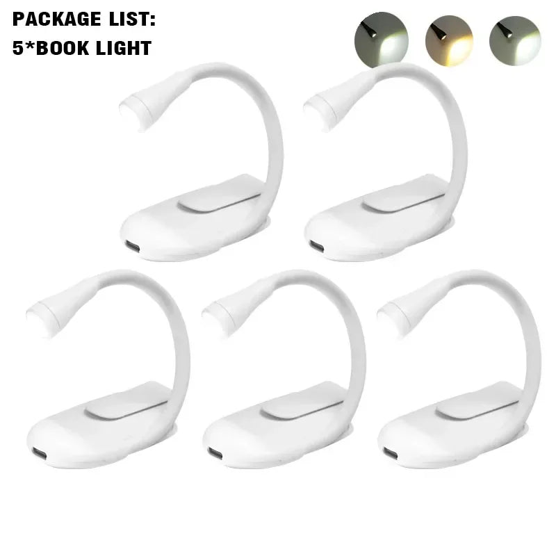 NEW Arrivals 5~10PCS Set Mini Book Light Laptop Keyboard Portable Clip Night Light USB Charging LED Dimmable Bedroom Eye Protect Camping Clip 360° Flip Book Lamp