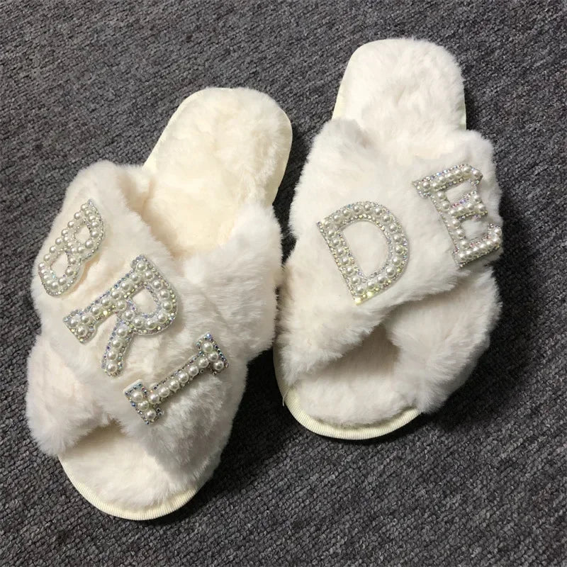 NEW Arrivals Bride/Wifey/I DO Slippers Wedding Honeymoon Pearl Letter Leaky Toe Shower Slippers Bride Gift Wedding Props Valentine's Day Gift