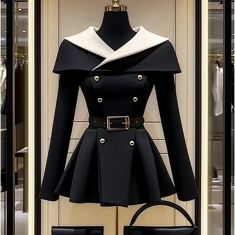 NEW Arrivals UK S-XL Size Elegant Black Jacket Women Autumn Spring Outfits French Fashion Outerwear Mid Length Coats Office Lady Formal Overcoats Female Chic Y2K Luxury Fashion Clothing Supplies