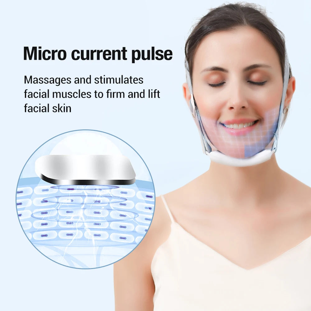 EMS Microcurrent V Face Instrument Double Chin Remover Lifting Vibration Hot Compress Facial Massager Facial Lifting Skin Care