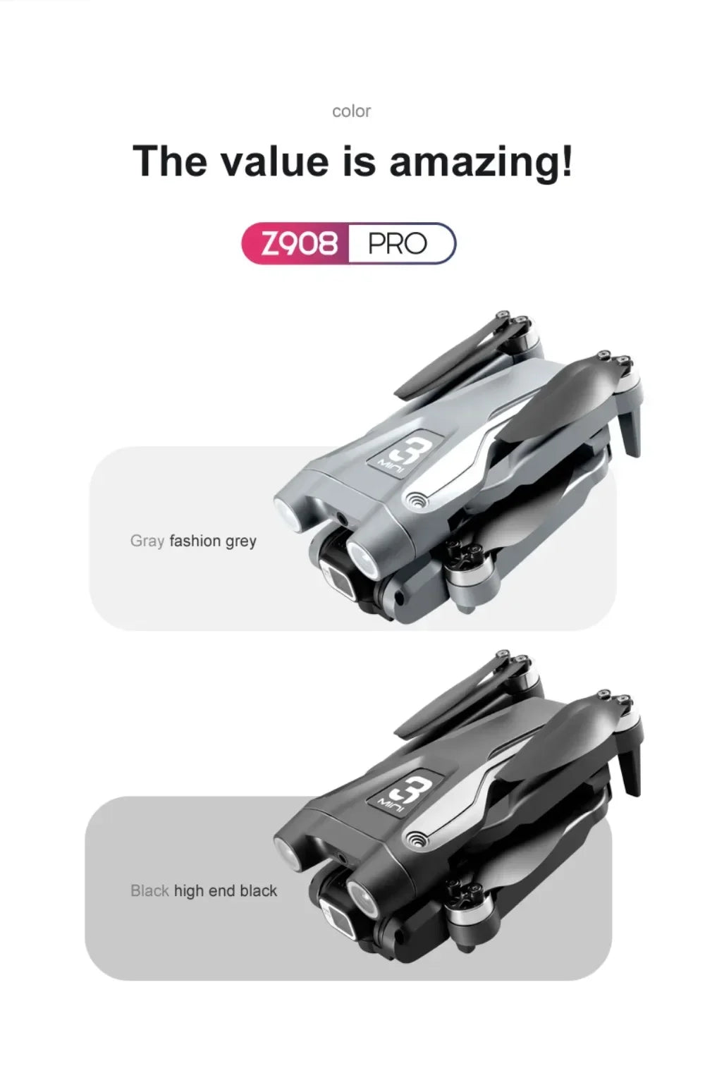NEW Arrivals 3000M 2 Cameras + Battery Set Xiaomi Mijia Z908 Pro /MAX 8K Professional Camera Drone ESC Professional 4K Drone Optical Flow Localization 3sided Obstacle Avoidance Quadcopter Drone