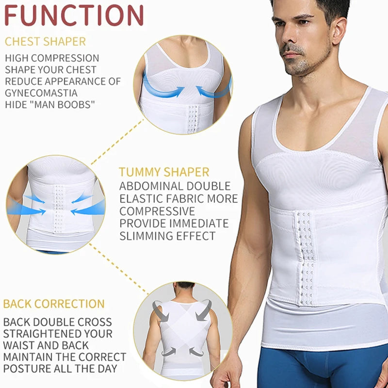 NEW Arrivals Men's Slimming Shaper Posture Vest Abdomen Reducing Gynecomastia Compression Body Modeling Shapewear Chest Tummy Shirt Corset