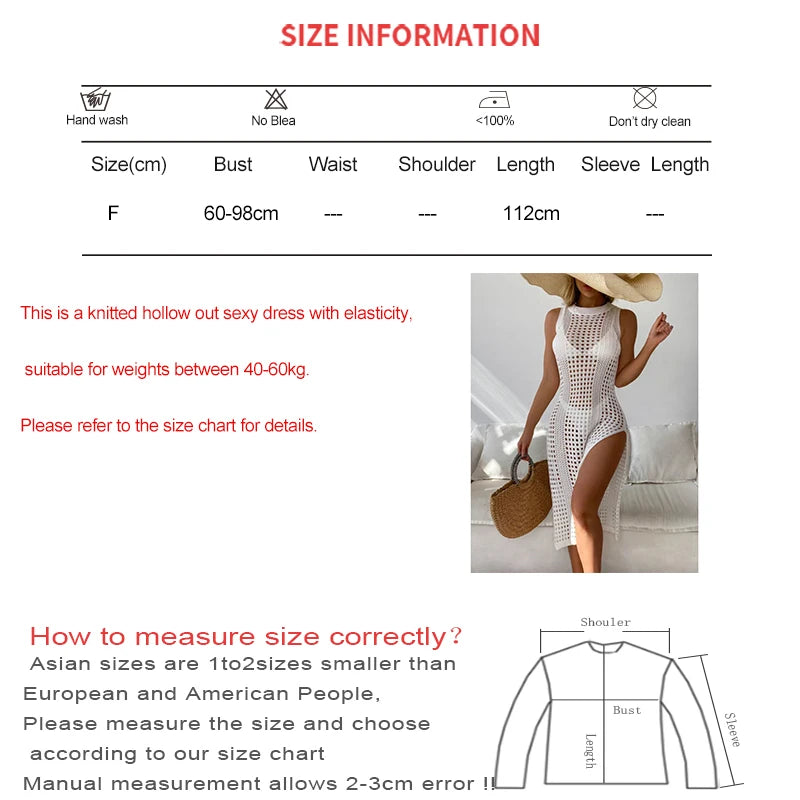 NEW Arrivals Green/Rose Red Women Sexy Hollow Out Crochet Cover Up Swimwear Sleeveless Bikini Dress Smock Split Sexy Beach Knitwear Solid Swimsuit Girls Ladies Sexy Beach Wear Dress