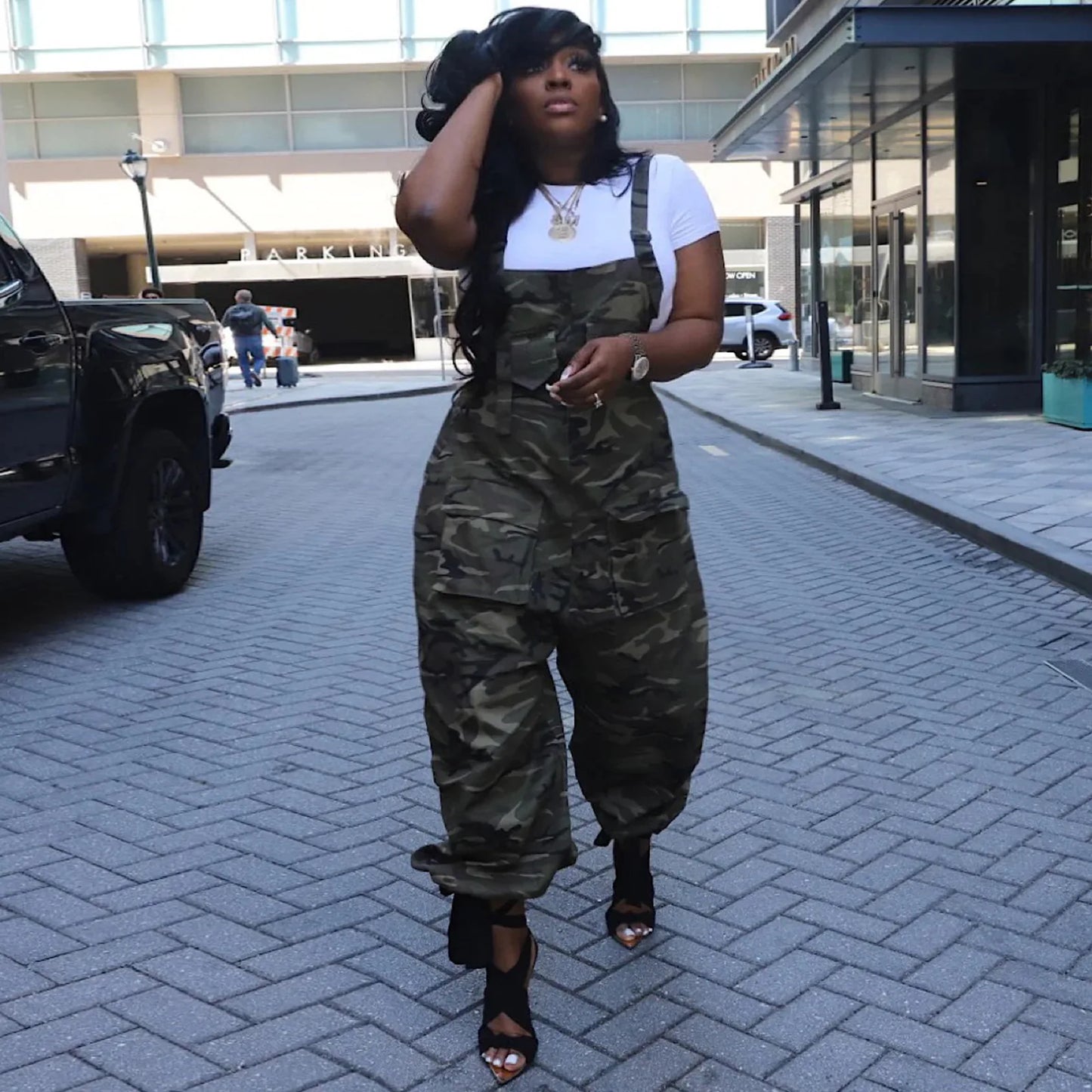 Sexy Women Camouflage Loose Jumpsuit Sexy Women Spaghetti Strap Elegant Camo Military Casual Overalls Romper