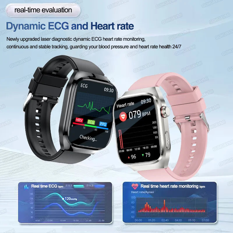 NEW Arrivals Micro Physical Examination ECG Smart Watch Women Men Uric Acid Body Fat Five Organ BP Health Watches HD Call Smart Bracelet Health Care Supplies
