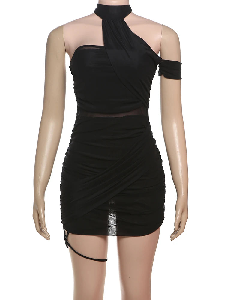 NEW Arrivals 6 Colors See Through Sexy Dress Women Y2K Cross Bandage Backless Halter Sleeveless Summer Trend Midnight Clubwear Mini Bodycon