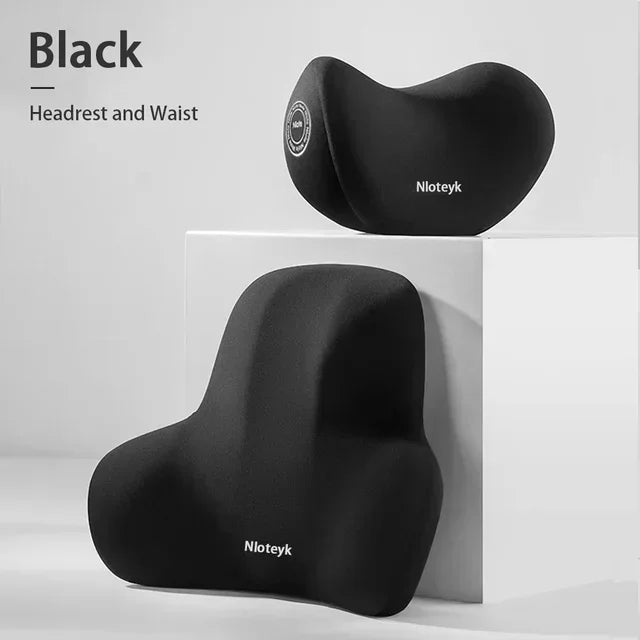 NEW Arrivals 2PCS Set 3 Colors Car Memory Foam Lumbar Support Cushion, Polyester Fabric, Anti-Slip, Washable, Ergonomic Design, Slow Rebound Memory Material