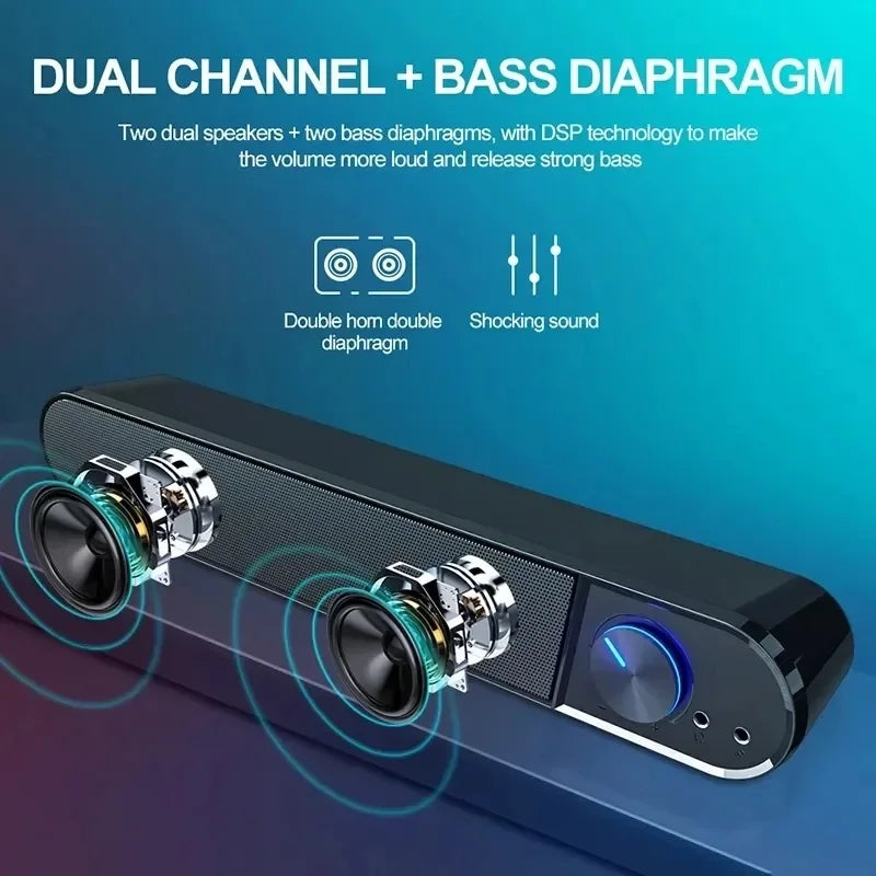NEW Arrivals Top Quality 4D Wired Bluetooth Computer Speaker Surround Sound Desktop Speaker HiFi Stereo Subwoofer With Mic For Laptop PC TV Aux Speaker