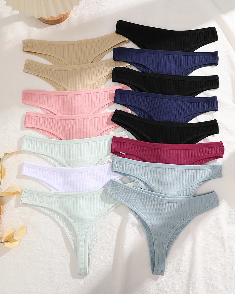 NEW Arrivals 15PCS Set Cotton Panties G-String Women Panties Sexy Underwear Female Lingerie Thong Briefs for Woman Solid Color Intimate Panties