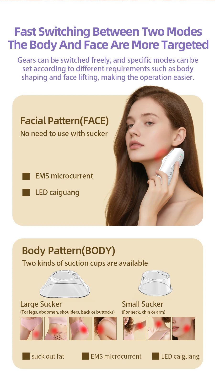NEW Arrivals 2 in 1 Electric Cellulite Massager Body Sculpting Machine for Leg Abdomen Waist Arm Microcurrent Facial Device for Skin Care