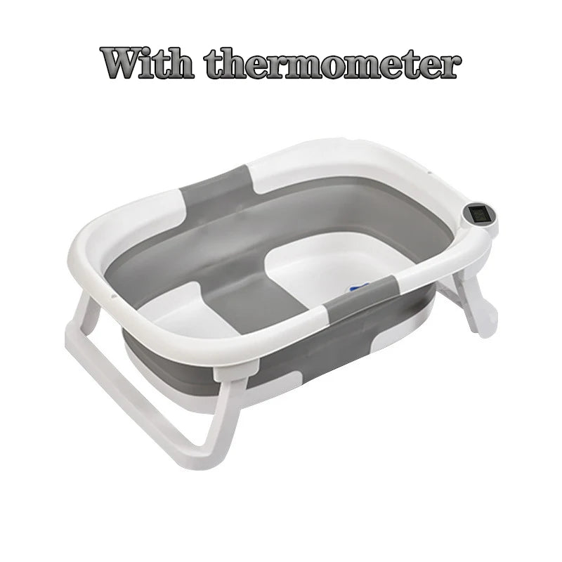 NEW Arrivals Real-Time Temperature Silicone Foldable Baby Take A Bath Bathtub Non-Slip Foot Bath Bucket Folding Bathtub Bathroom Basket Tub Babies Personal Care Supplies