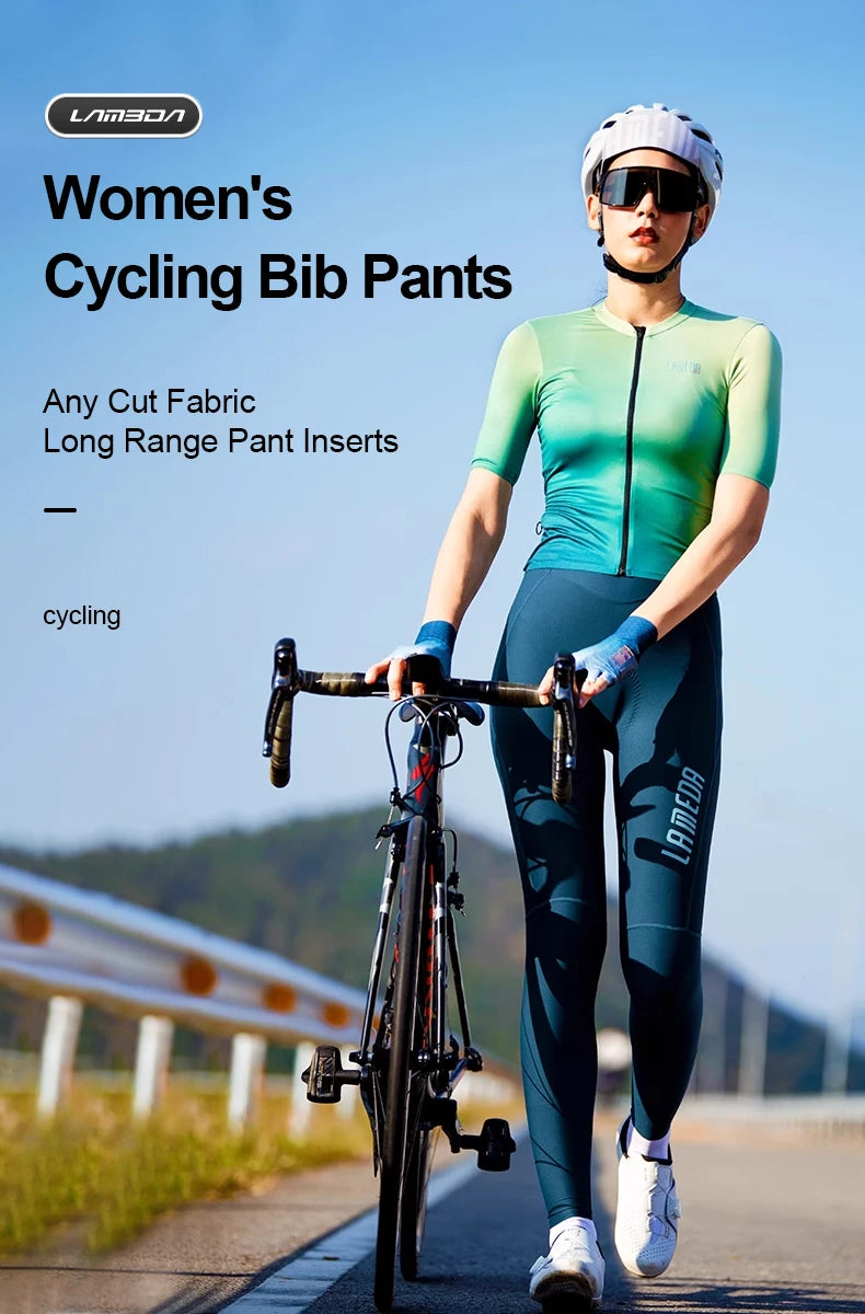 Original LAMEDA Women's Cycling Bib Pants Thicken Bike Trousers Leggings with Straps Spring Summer Bicycle Pants Padded Reflective MTB Clothing