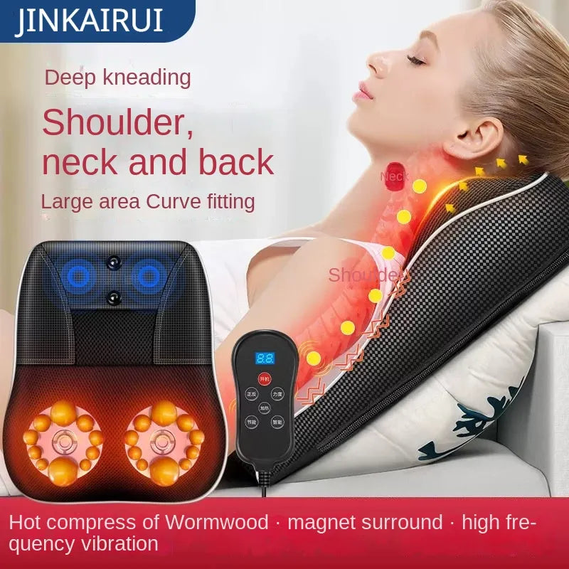 Electric Shiatsu Head Neck Cervical Transaction Body Massager Car Back Pillow with Heating Vibrating Massage Device