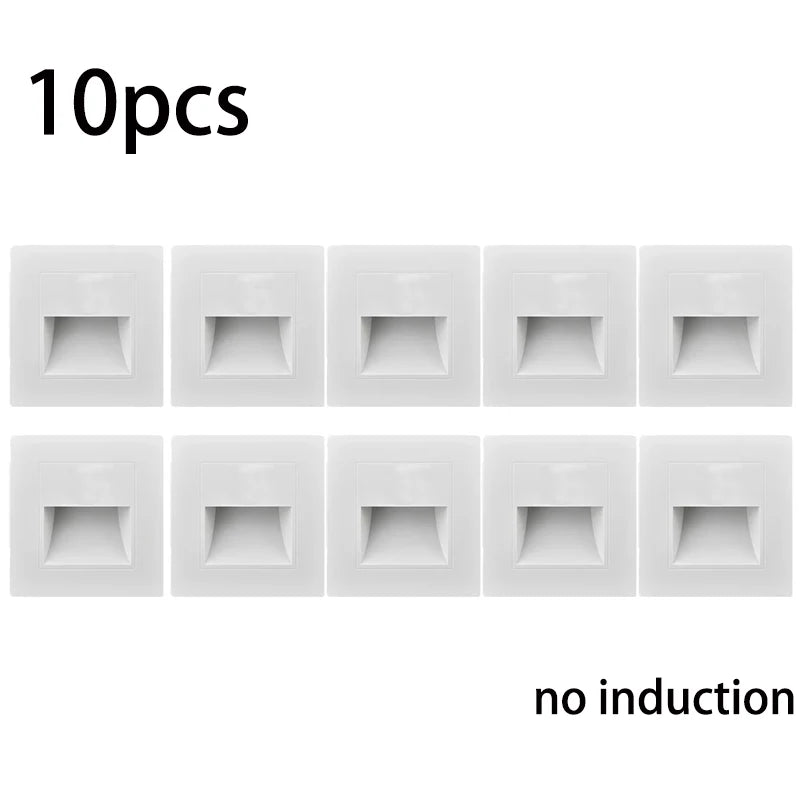 NEW Arrivals 10PCS Set Motion Sensor Light AC110V-240V Infrared Human Body Induction Night Footlight LED PIR Sensor Stairway Corridor Foyer Lighting
