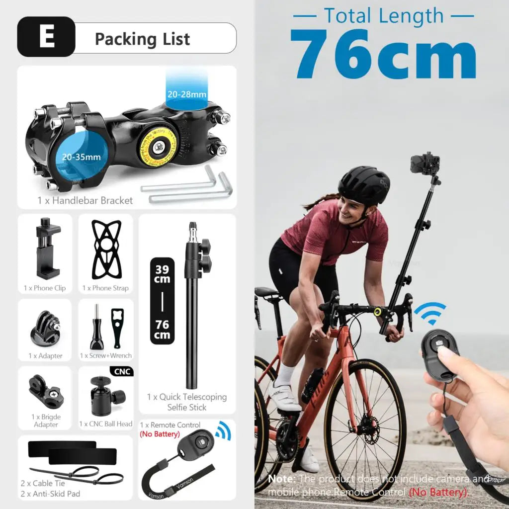 NEW Arrivals Front Rear Mobile Phone Riding Bike Telescopic Monopod Bicycle Selfie Stick for Insta360 iPhone Huawei Xiaomi Samsung Accessories