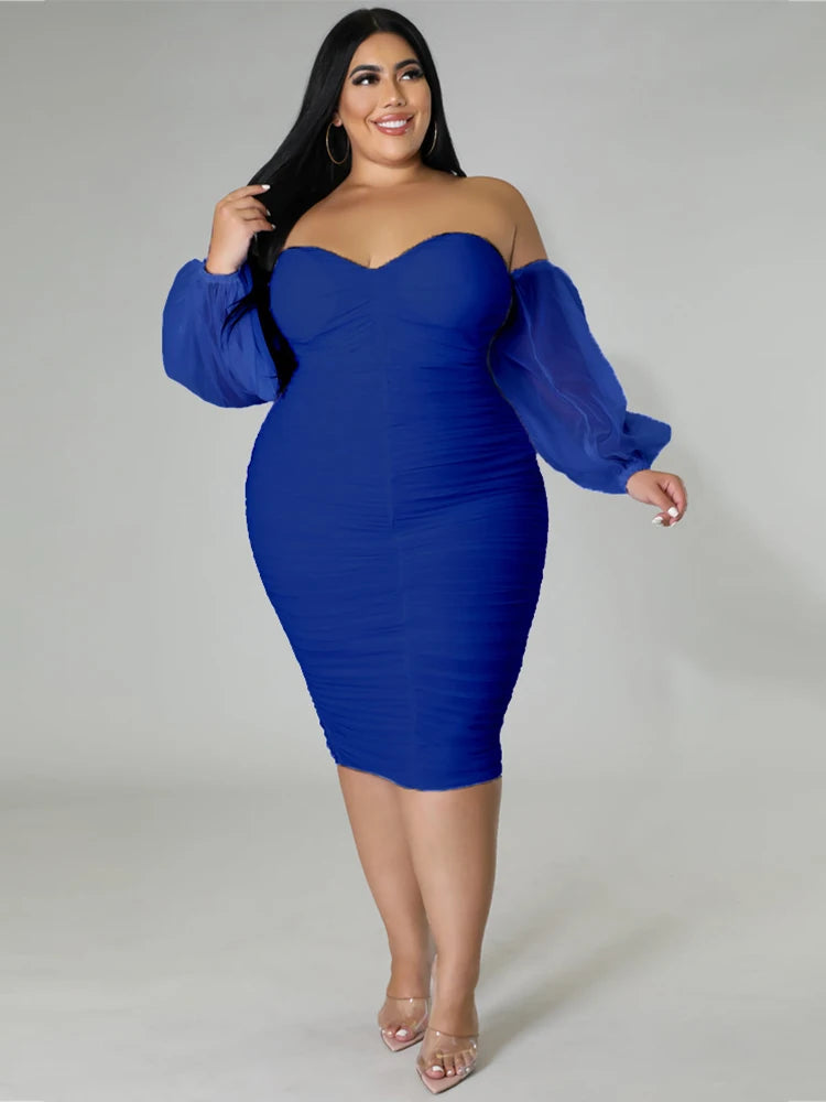 NEW XL-4XL Plus Size 7 Colors Elegant and Beautiful Women Dresses Off Shoulder Sexy Low-Cut Dress Strapless Bandage Dress Plus Size Evening Party Dress