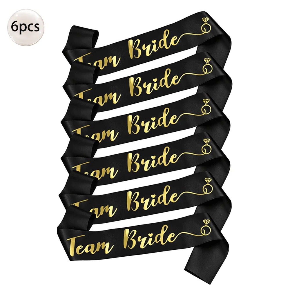 NEW Arrivals 6/7 PCS Set Team Bride Satin Sash Set White 7 Bride to Be Sash and 6 Silk Team Bride Sashes Bridal Shower Wedding Bachelorette Party Supplies
