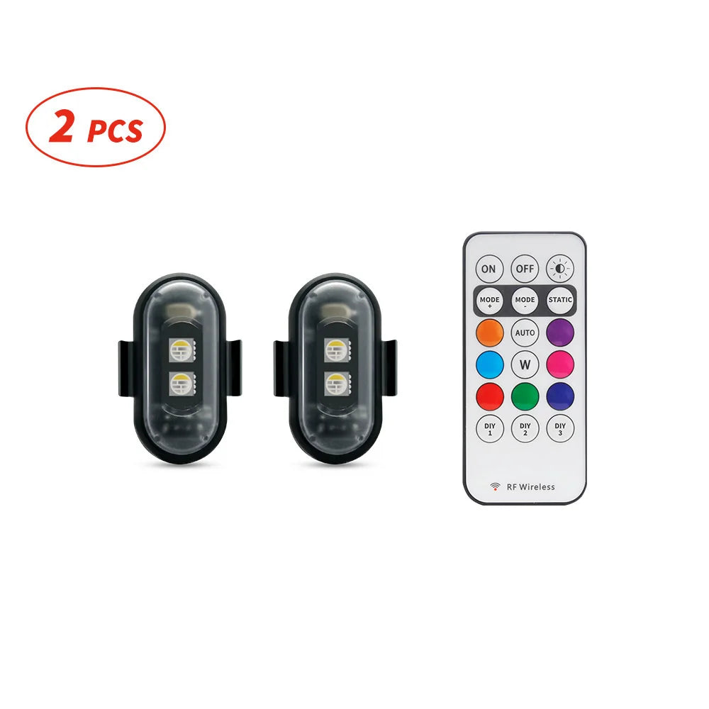 NEW Arrivals 2/4/8PCS Set Bicycle Motorcycle Helmet Strobe Light, APP Controlled RGB LED, Universal for Bicycle Scooter/Car/Helmets/Drone, IP67 5V Adhesive Lights Set Sports Supplies