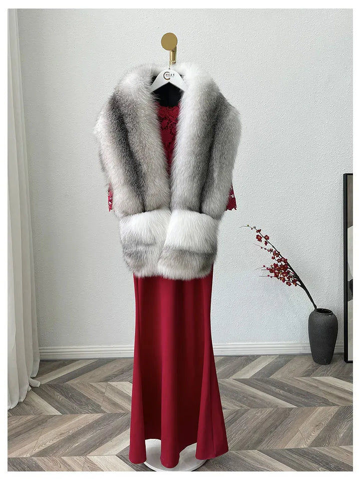 NEW Arrivals 5 Colors 160cmx25cm Luxury 100% Real Fox Fur Scarf, Big Skin Scarf, Natural Fox Fur Stole, Genuine Fox Fur Shawl, Pocket Fashion Evening Party Ladies Luxury Fashion Apparel Accessories