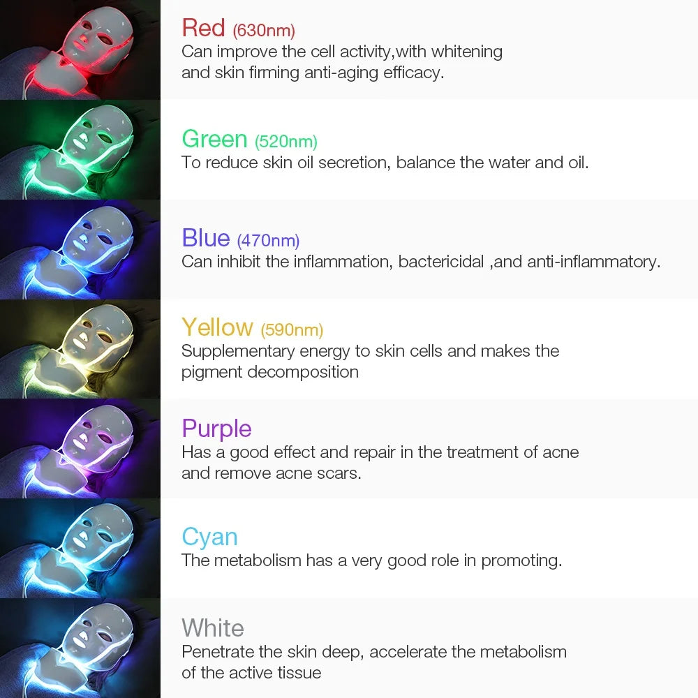 NEW Arrivals Air Bag-7 Colors Light LED Skin Care Facial Beauty Mask With Neck Skin Rejuvenation Treatment Beauty Anti Acne Therapy Whitening Women Skin Care Supplies
