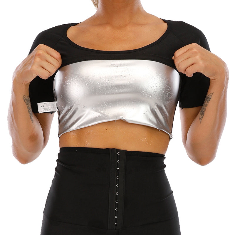 NEW S-5XL Plus Size Women Silver Ion Coating Thermal Shirt Sweat Sauna Tank Top Body Shaper Waist Trainer Slimming Short/Long Sleeve Shapewear Weight Loss Shirt