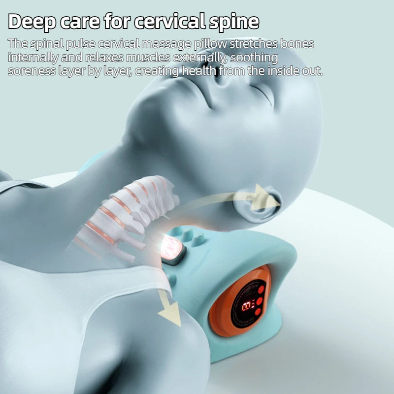 Electric Neck Stretcher Pulse Cervical Traction Relax Heating Cervical Chiropractic Therapy Traction Pillow Neck Head Treatment Pain Relief Acupoint Massager Health Care Supplies Massage Relaxation Devices Products