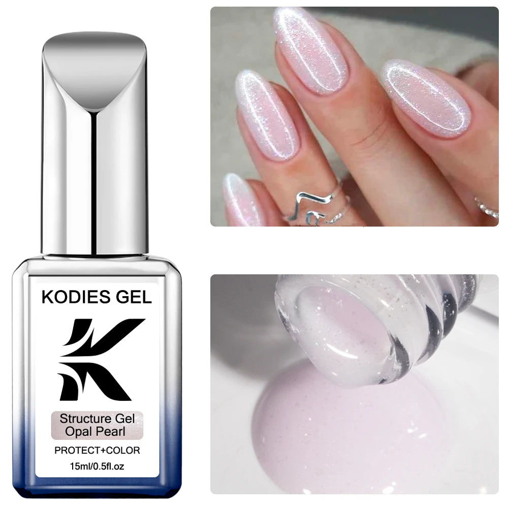 NEW Arrivals Korean Gel Keratin Kitty White Rubber Base Gel Nail Polish Pearl Shine 15ML Semi Permanent UV Self Leveling Structure Construction Gels Ladies Cosmetic Accessories Manicure Beauty Salon Supplies