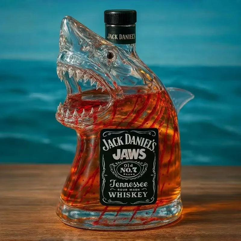 NEW Arrivals Shark Statue Whiskey Wine Liquor Bottle, Decanter Wine Decoration For Bar ,Office, Home Animal Whiskey Bottle 3D Engraved Shark Glass 320ml