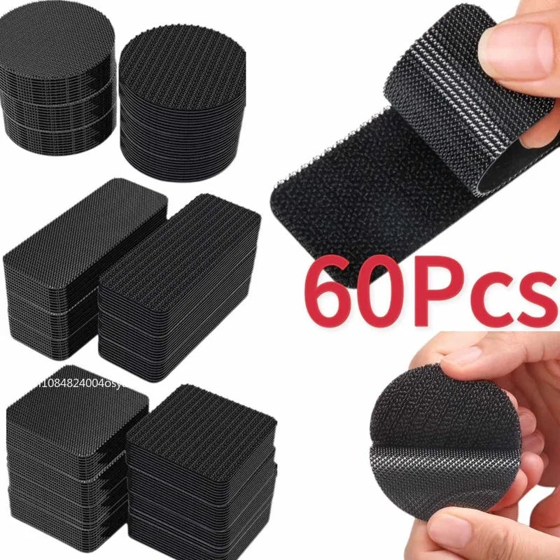 NEW Arrivals 30Pairs (60PCS Set) Non Slip Stickers Self Adhesive Hook Loop Fastener Tape Sheet Sofa Fix Clip Floor Rug Carpet Mat Stickers Repair Set Home Carpets Accessories