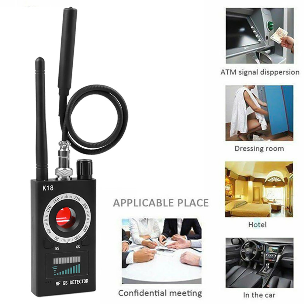NEW Arrivals K18 Wireless Detector Camera 1MHz-6.5GHz GSM Audio Bug Finder GPS Signal Lens RF Tracker Detect Multi-Function Anti-Camera for Cars Hotels Privacy Protection Accessories