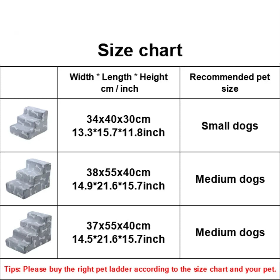 NEW 3/4 Steps Ladder Dogs Pets Bone Shape Puppy Stairs Beside The Sofa Bed Ramp for Dogs Protecting Pet Joint Safety Stairs for Elderly Dogs Pets Furniture Supplies