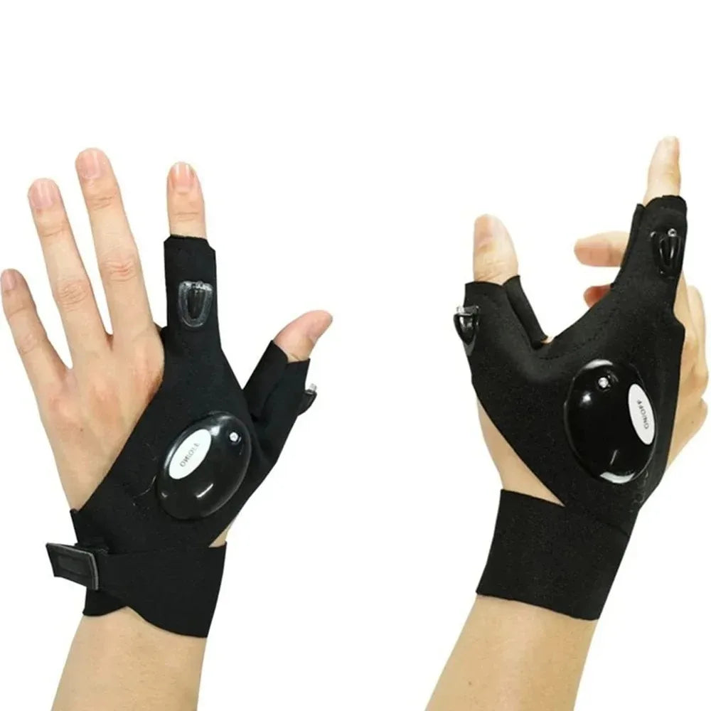 NEW Arrivals Outdoor Hiking Running Cycling LED Lights Fingerless Gloves INS Internet Celebrity Bar Dancing Girl Hip-hop Super Cool Functional Portable Half Finger Luminous Sleeve Gloves Trendy
