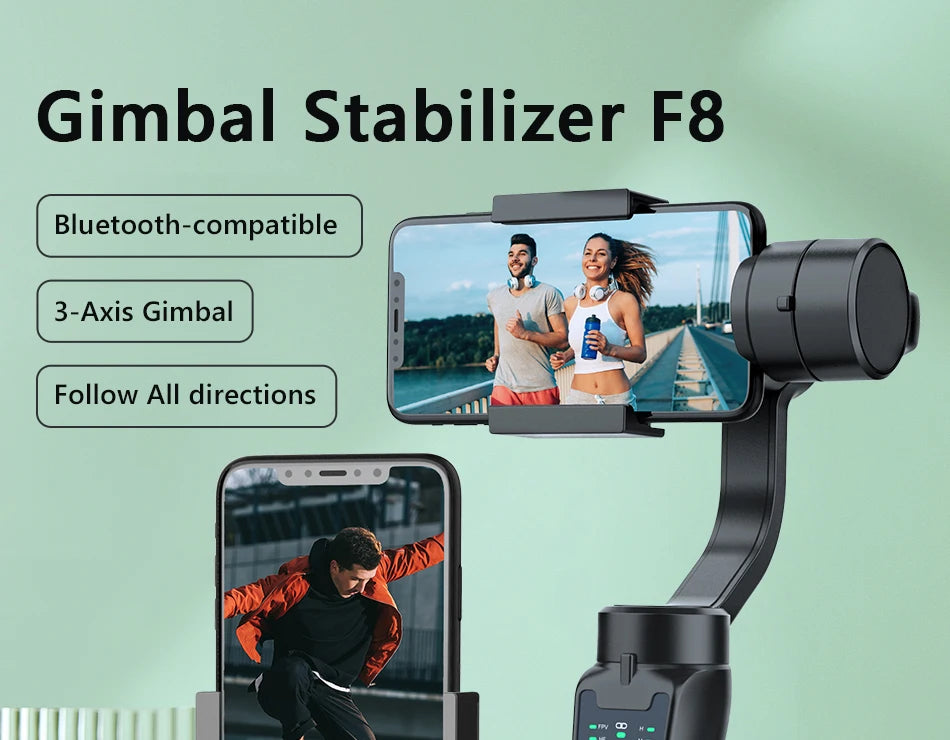 F8 Handheld 3-Axis Gimbal Phone Holder Anti Shake Live Streaming Video Record Stabilizer for Xiaomi iPhone Cellphone Smartphone Products Electronics Supplies