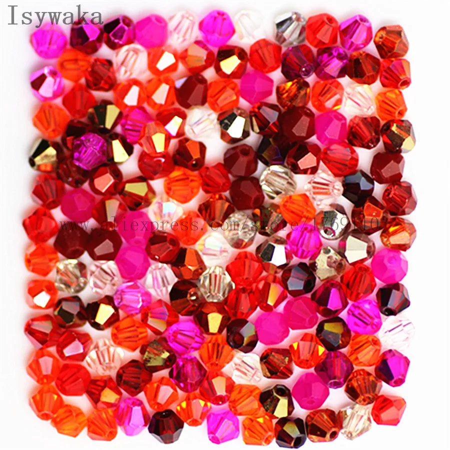 33 Colors 100 PCS Set Blue Multicolor 4mm Bicone Austria Crystal Beads Charm Glass Beads Loose Spacer Bead for DIY Jewelry Making Apparel Accessories Tools Set