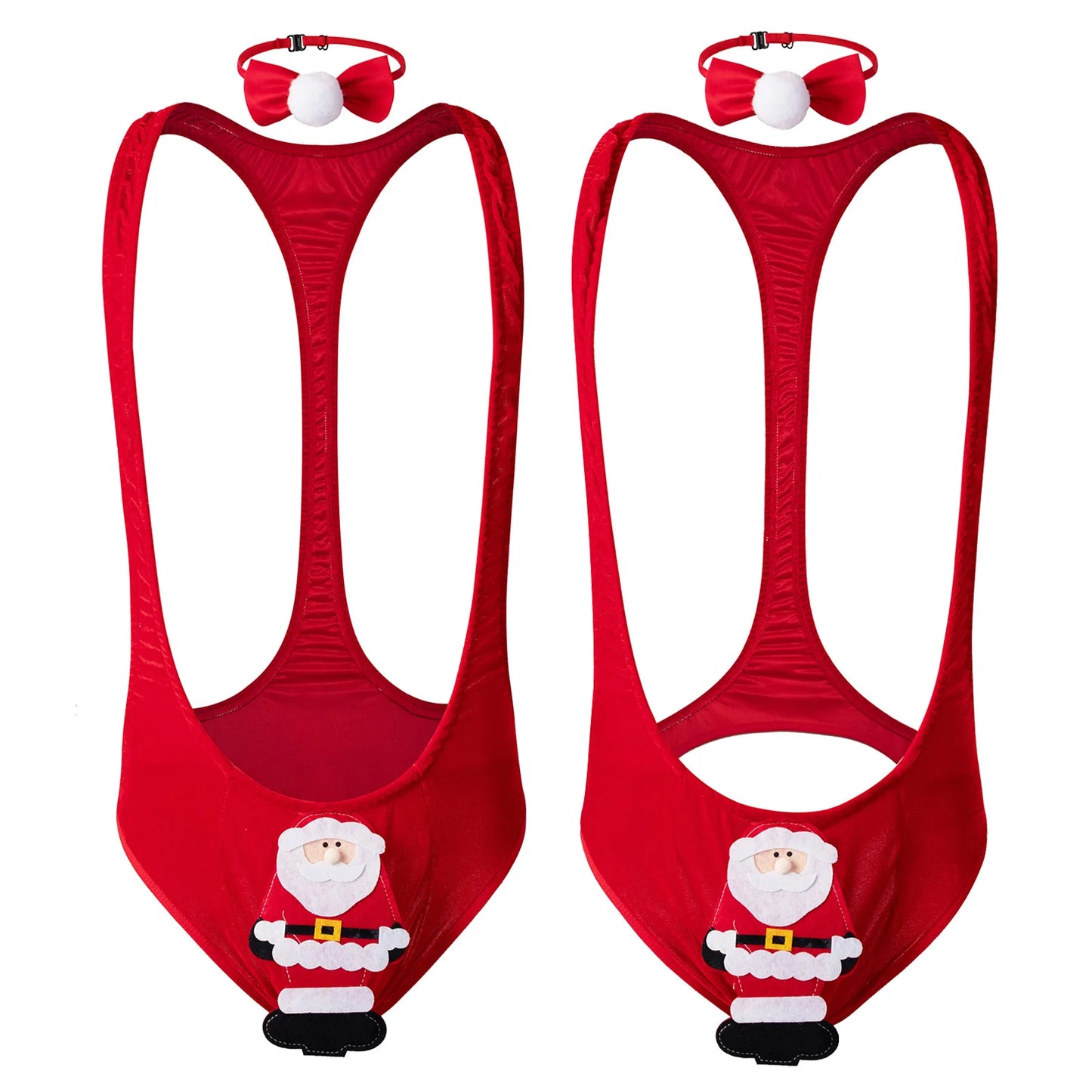 2 x Men's Christmas Clothing One-piece Underwear Sexy Bodysuit Costume Xmas Lingerie Santa Claus Mankini