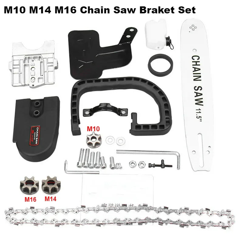 NEW Arrivals 11.5 Inch Electric Chainsaw Bracket Change 100/125/150 Angle Grinder M10 M125 M150 Into Chain Saw Woodworking Power Tool Home Garden Accessories Supplies