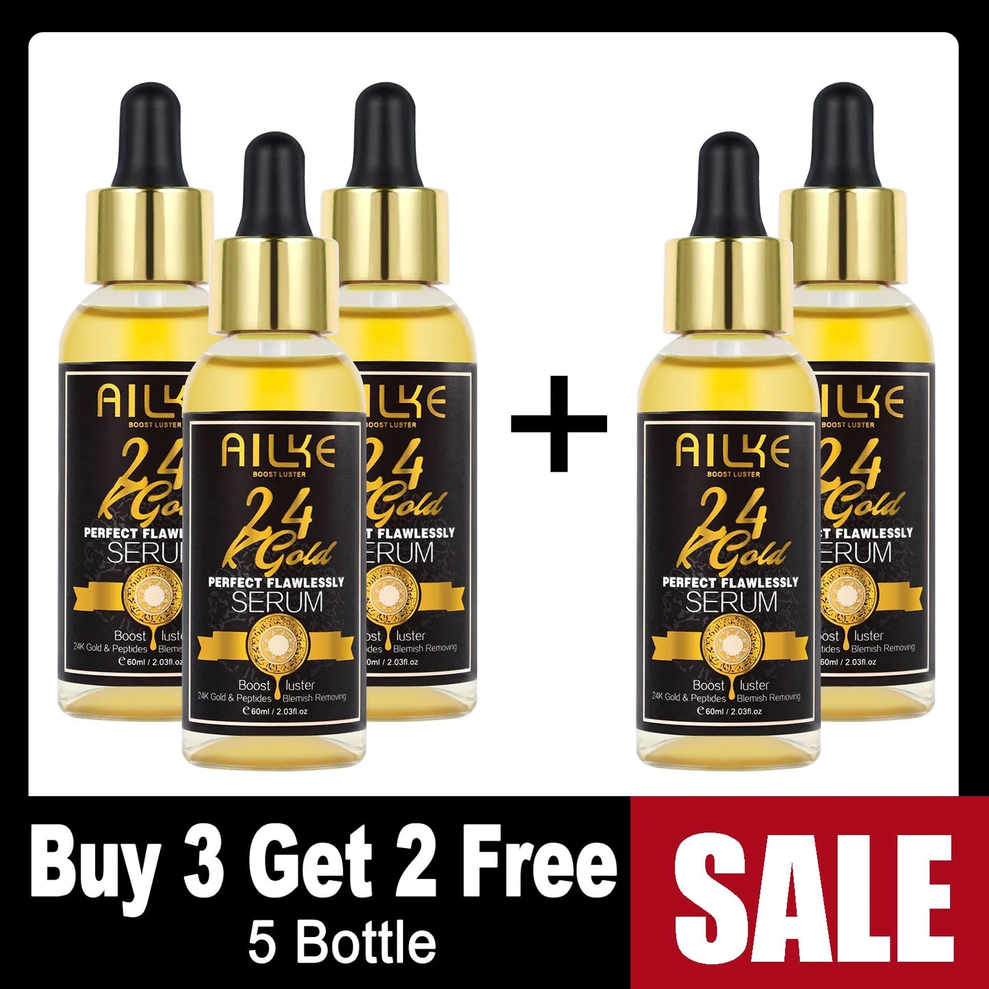 NEW Arrivals AILKE Korean Set 24K Gold Flawlessly Skin Care Range, Skin Whitener, Reduce Dark Spots, Melanin, Wrinkles, Moisturize, For Women & Men Skin Care Supplies