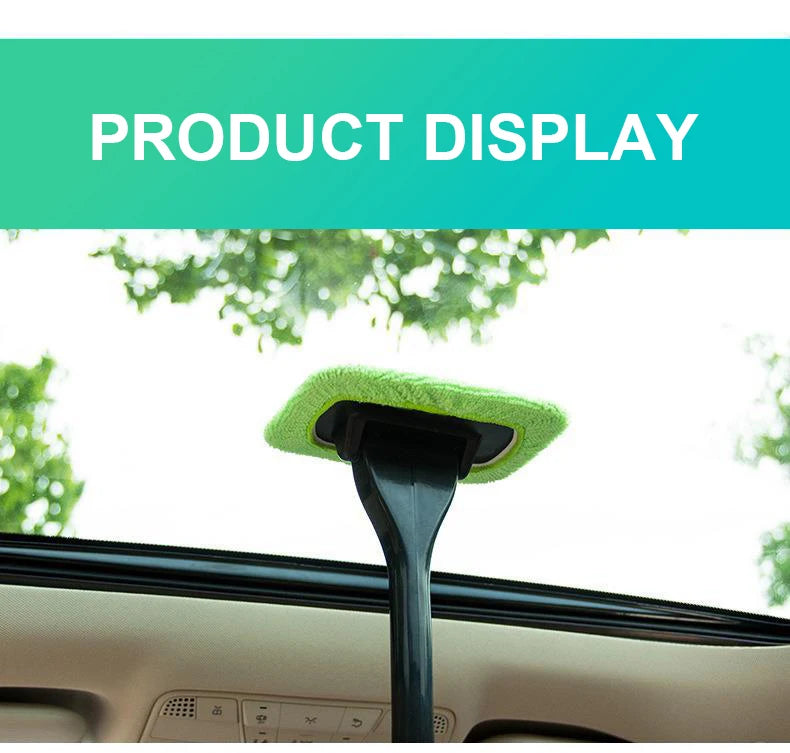 NEW 4PCS Set Car Window Defogging Cleaner Brush Kit Microfiber Windshield Cleaning Tool Auto Interior Glass Wash Wiper Long Handle Reusable Cloth Pads Car Cleaning Accessories