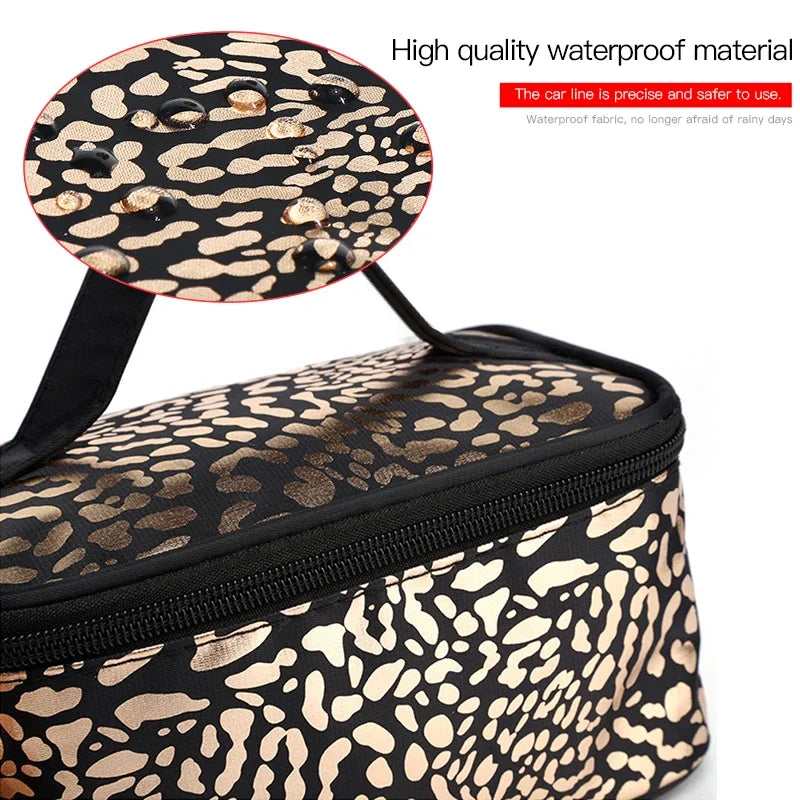 Leopard Transparent Luxury Cosmetic Bags for Women Make Up Case Outdoor Airport Travel Waterproof Leopard Clear Makeup Beauty Wash Organizer Bath Toiletry Storage Kit Bag Female Ladies Cosmetics Accessories Products