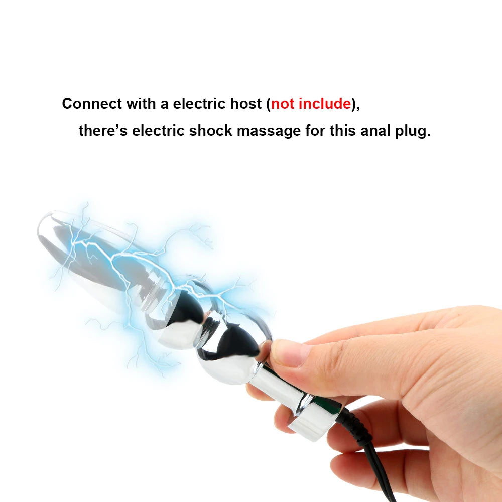 IKOKY E-Stimulation Dildo Medical Sex Toy Sex Toys For Women Electro Shock Butt Plug Metal Anal Plug Vaginal Plug Anal Massage