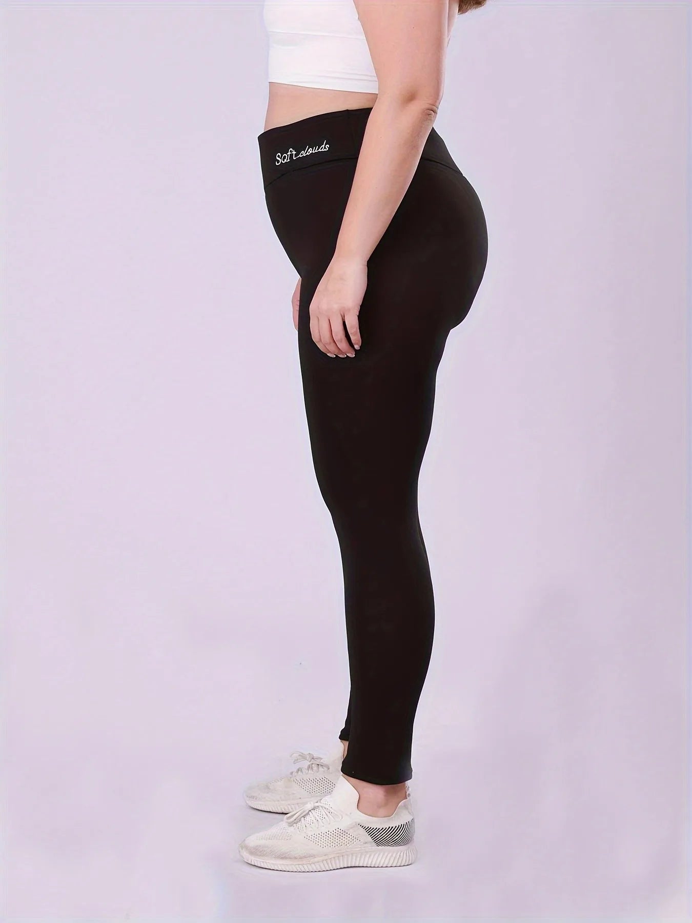 XL-5 XL Plus Size Winter Chubby Women Warm Leggings Plush Lined Thermal Pants Thickened Letter Embroidery Slim Elastic Tights Home Wear Outdoor Hiking Fitness Gym Curvy Ladies Sports Apparel