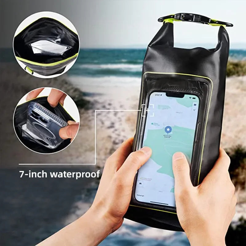 NEW Arrivals 2L 5L Dry Bag Swimming Pack Touch Screen Outdoor Waterproof Kayak Storage Bag Outdoor Beach Camping Kayak Trekking Drifting Rafting Surfing Boating Backpack Sports Accessories