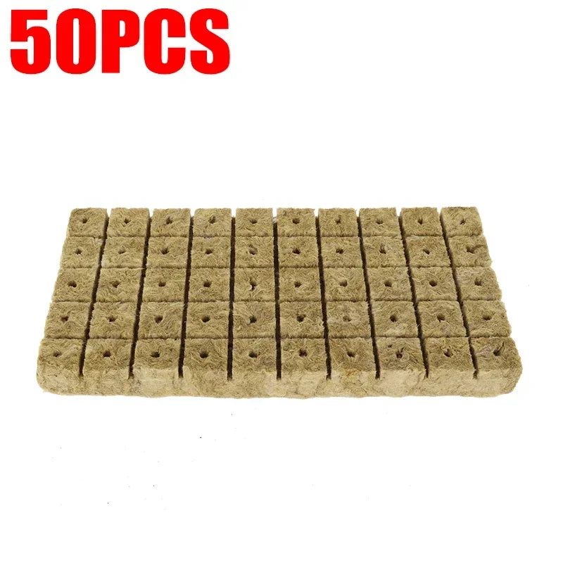 NEW Arrivals 100-200-300-500PCS Set Rockwool Hydroponic Grow Media Cubes Garden Seedling Block Water Cultivation Plant Seed Sowing Germination Blocks Home Garden Supplies