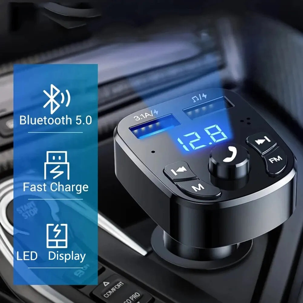 Car Mp3 Player Dual USB Fast Charger Fm Bluetooth Receiver Bluetooth Compatible 5.0 Fm Transmitter USB Flash Drive Plug Car Kit